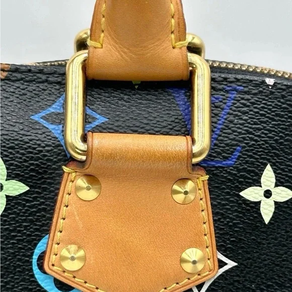 Louis Vuitton Murakami Alma PM Black Multicolor Satchel with Lock & Key Genuine - Picture 7 of 16
